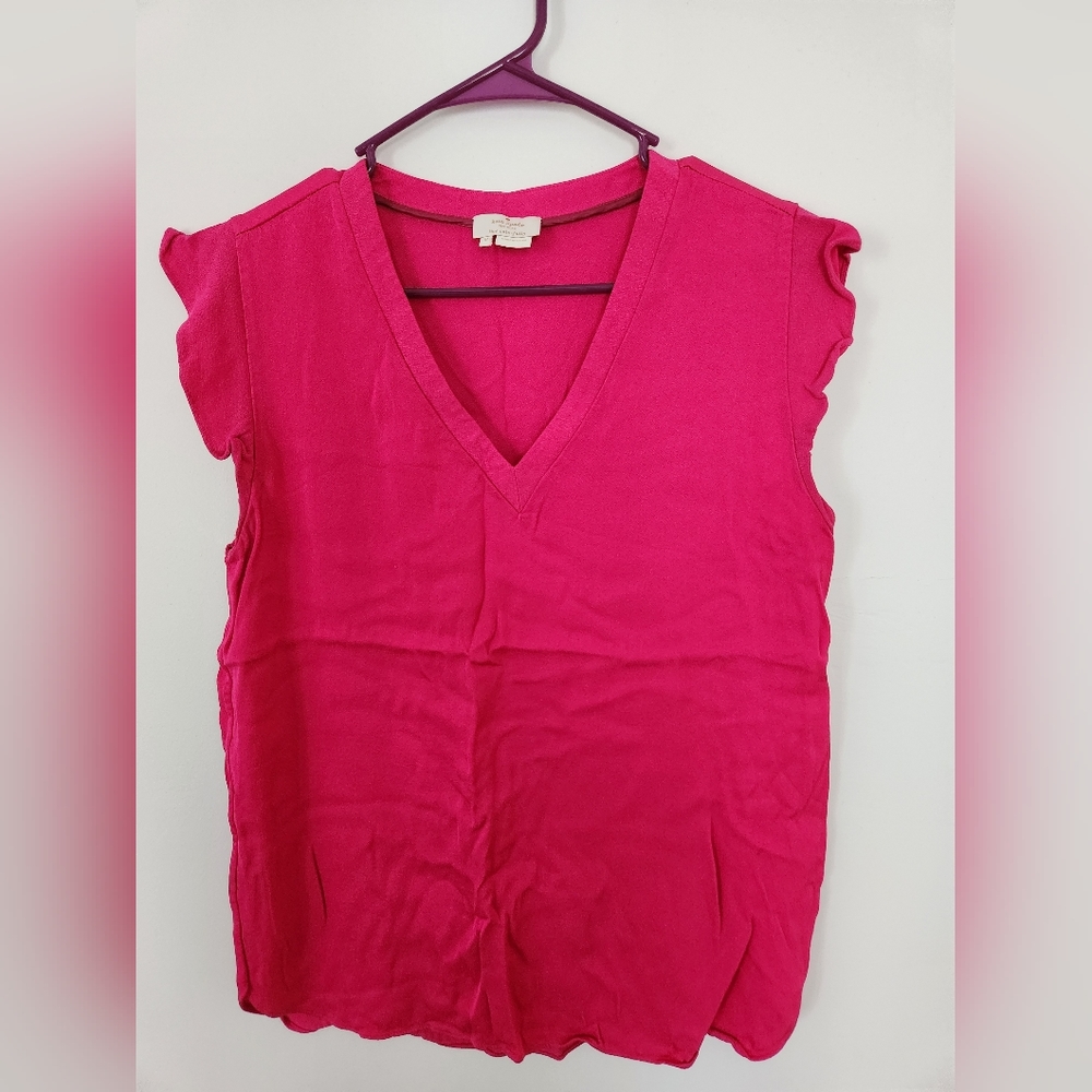 Kate Spade ruffle sleeve v neck blouse